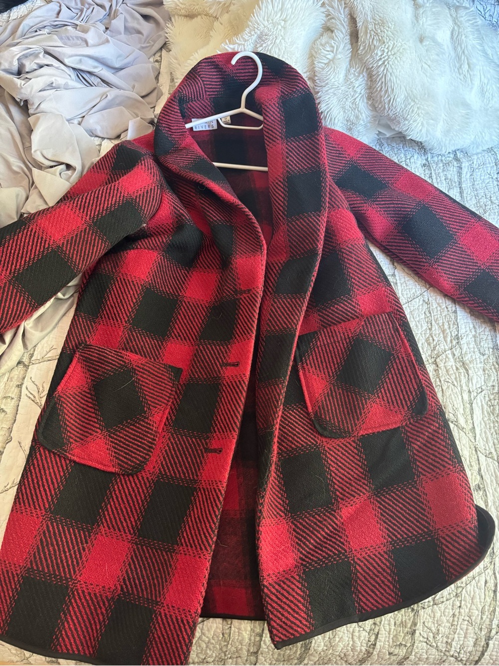 Joan rivers plaid fall coat buffalo check